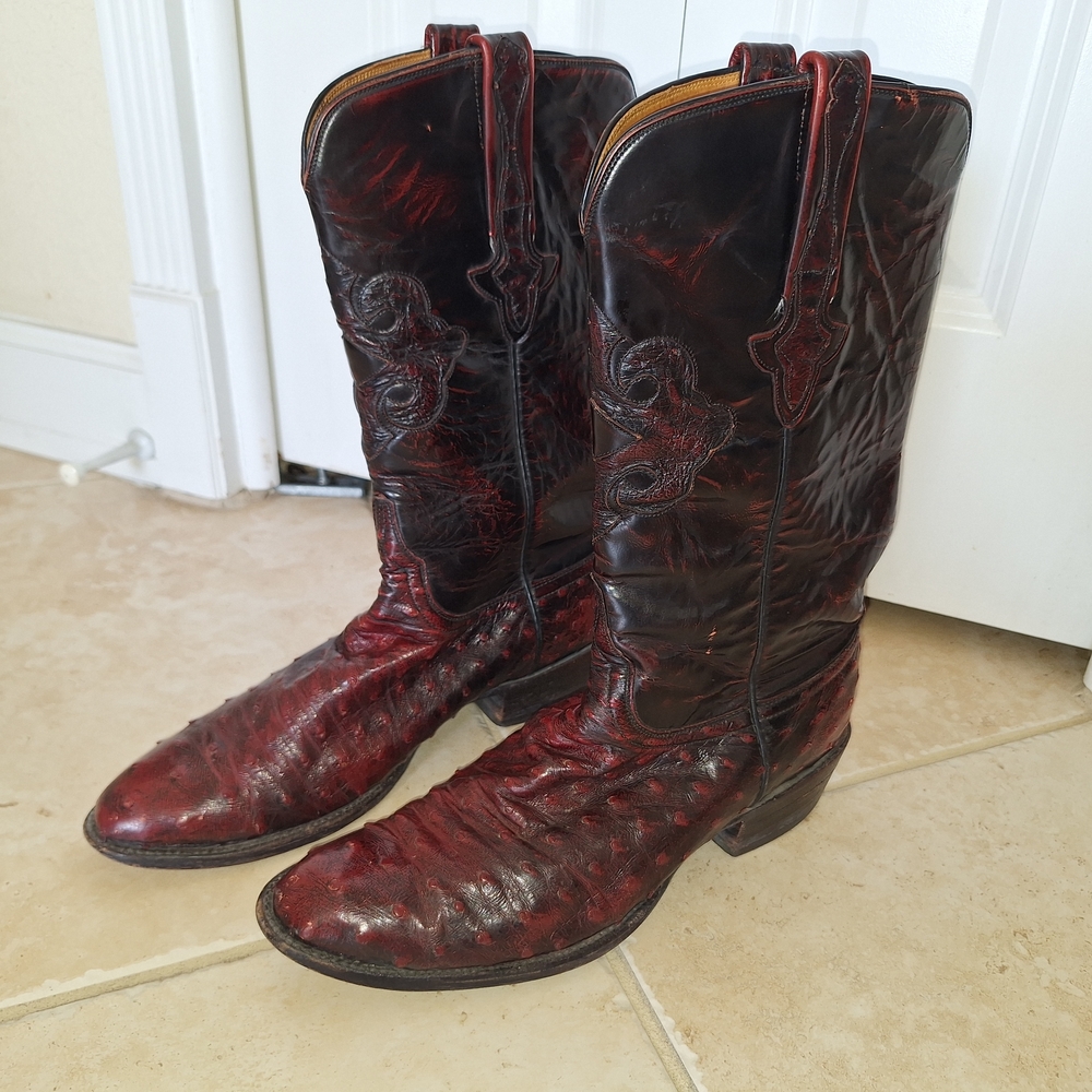 Men's Black Cherry Ostrich Cowboy Boots